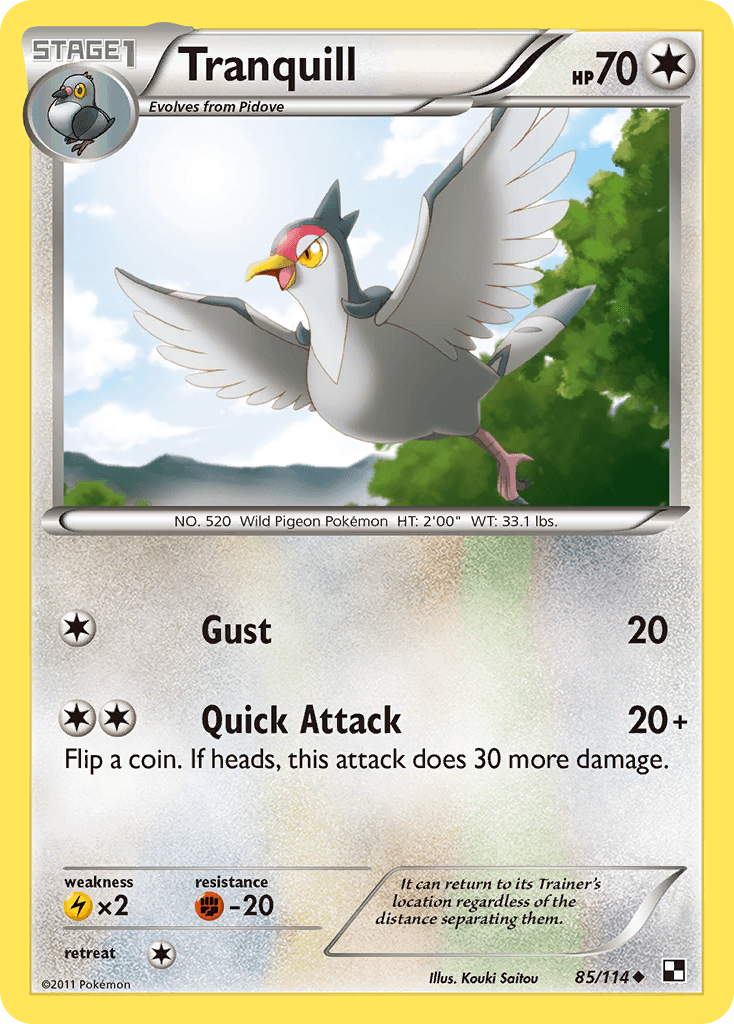 Tranquill — Black and White Pokémon TCG card by Kouki Saitou