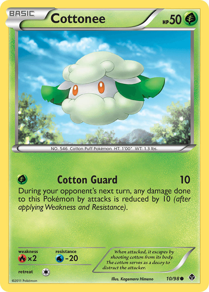 Cottonee (10) — Emerging Powers Pokémon TCG card by Kagemaru Himeno
