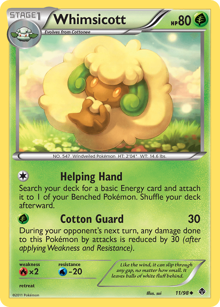 Whimsicott (11) — Emerging Powers Pokémon TCG card by sui