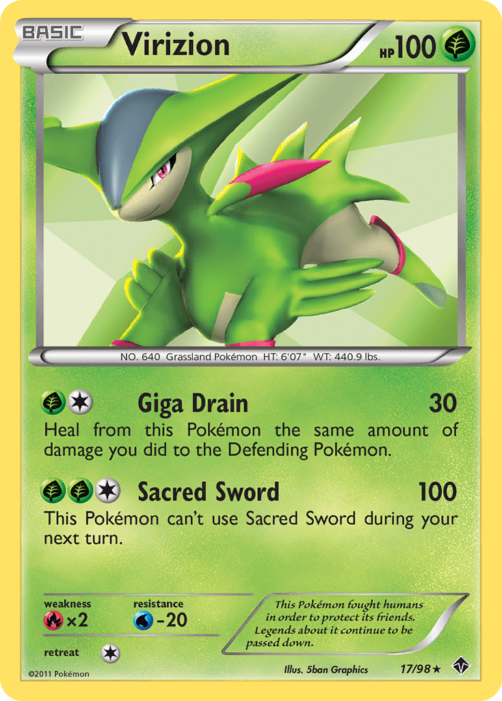 Virizion — Emerging Powers Pokémon TCG card by 5ban Graphics