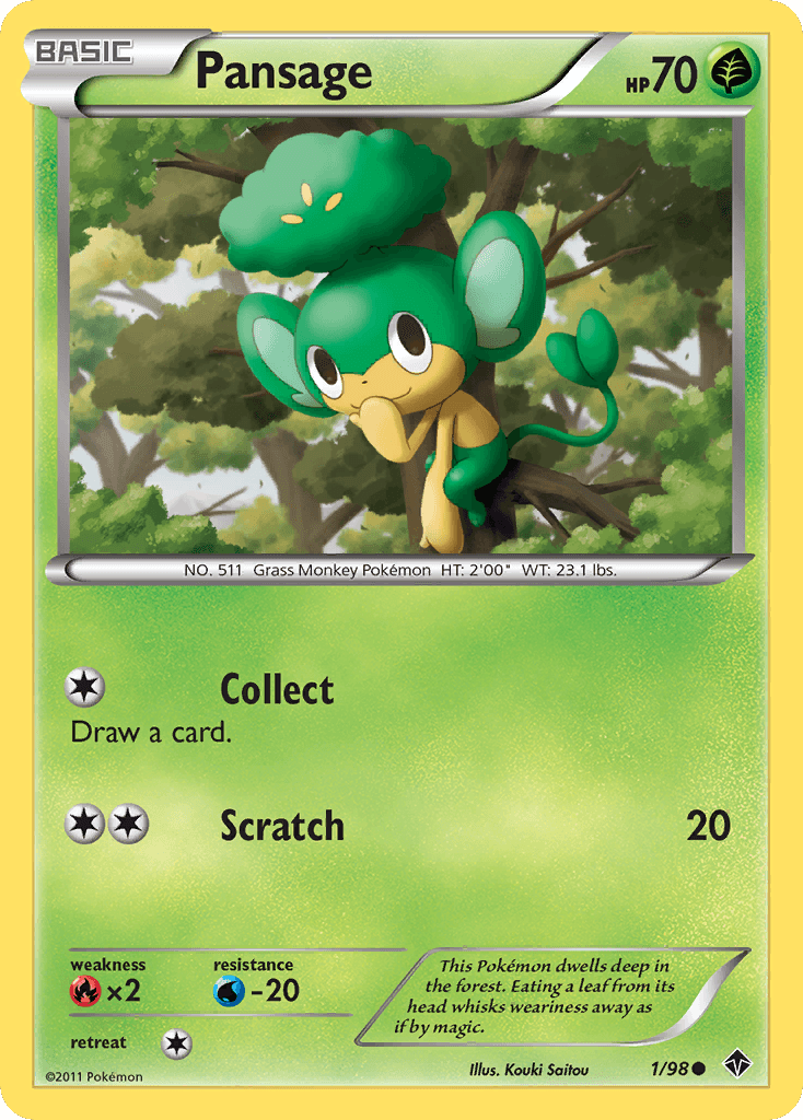 Pansage — Emerging Powers Pokémon TCG card by Kouki Saitou