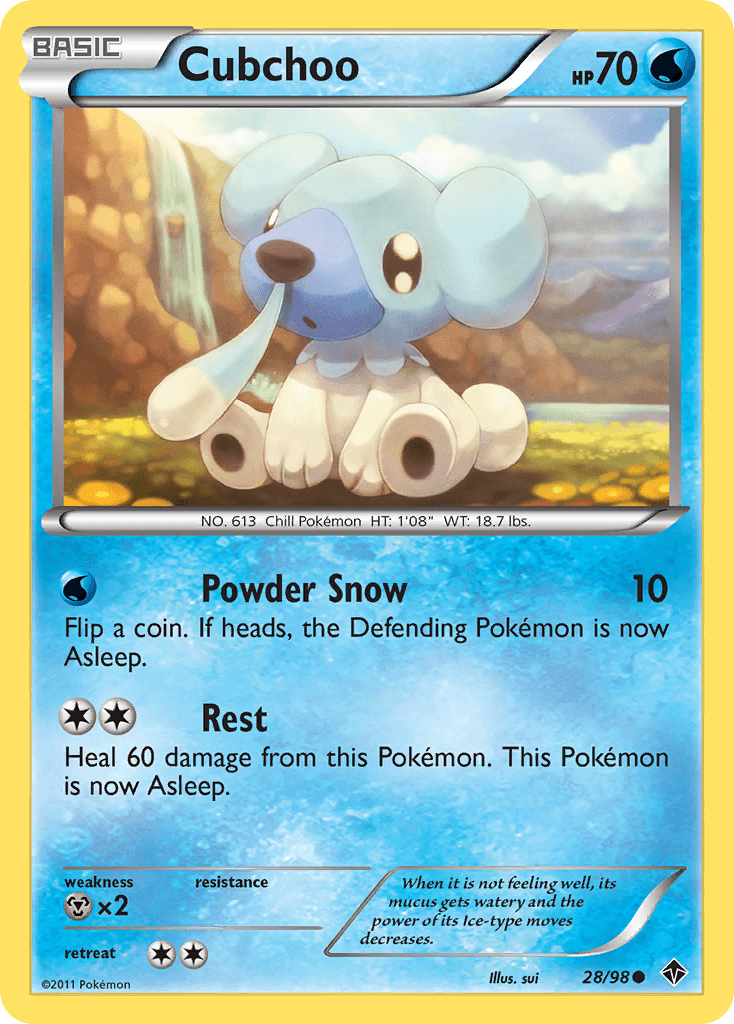 Cubchoo (28) — Emerging Powers Pokémon TCG card by Mitsuhiro Arita