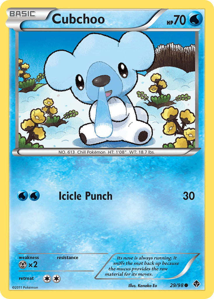 Cubchoo (29) — Emerging Powers Pokémon TCG card by Kanako Eo