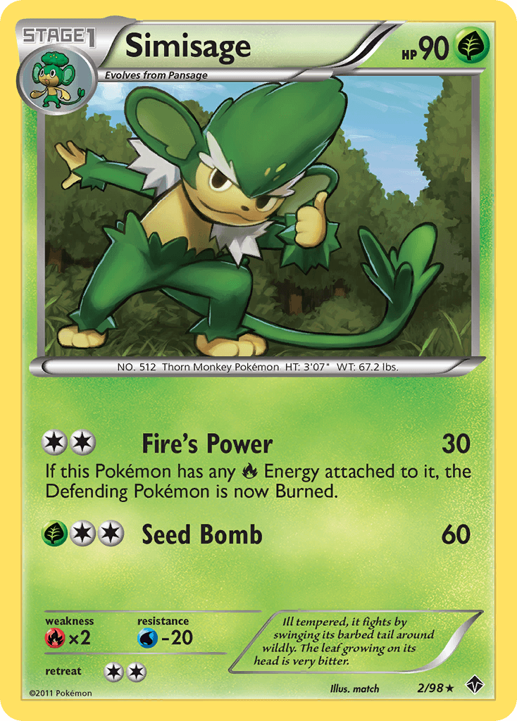 Simisage — Emerging Powers Pokémon TCG card by match