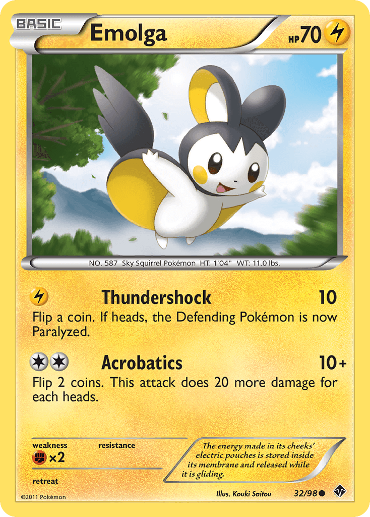 Emolga — Emerging Powers Pokémon TCG card by Kouki Saitou
