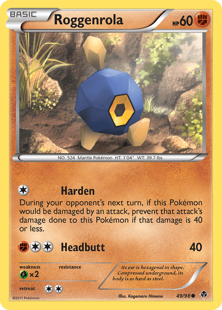 Roggenrola (49) — Emerging Powers Pokémon TCG card by Kagemaru Himeno