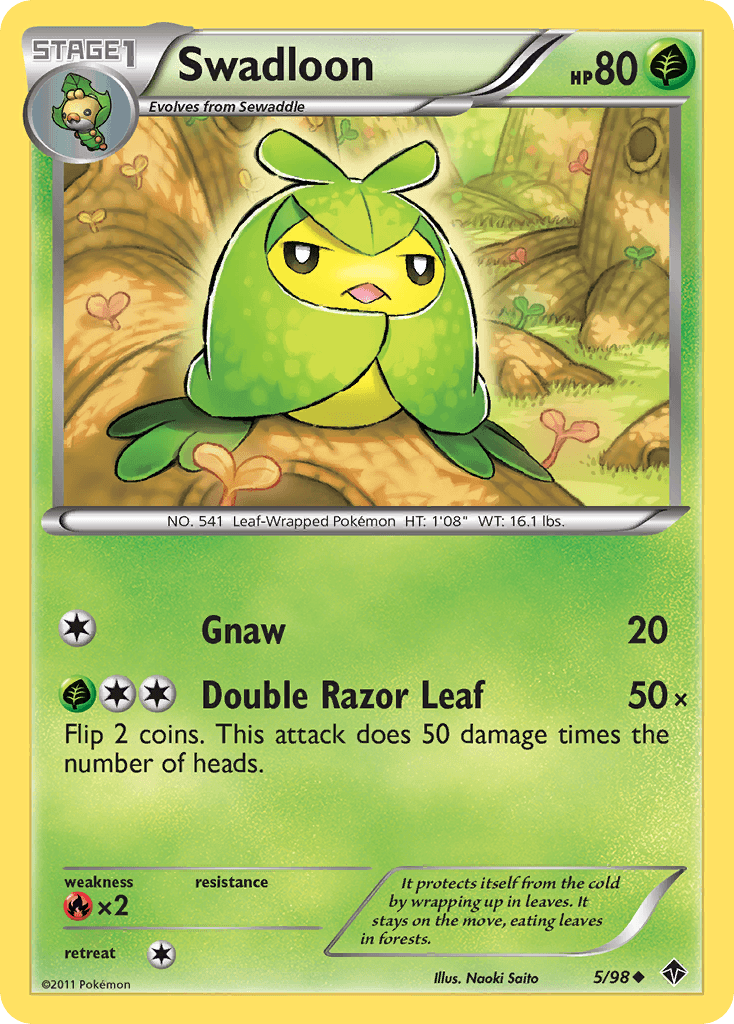 Swadloon (5) — Emerging Powers Pokémon TCG card by Nooki Saito