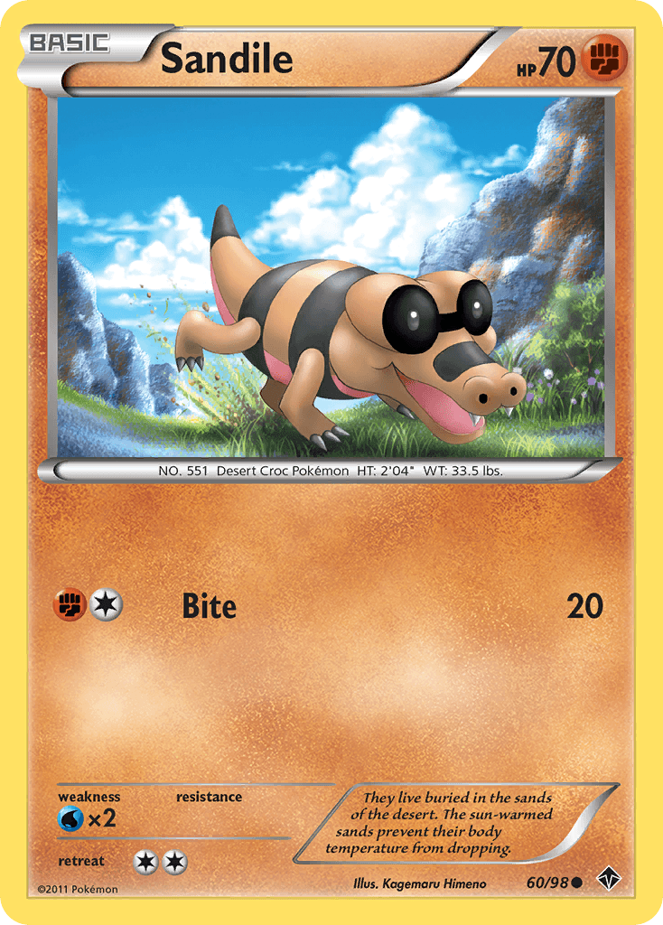 Sandile — Emerging Powers Pokémon TCG card by Kagemaru Himeno