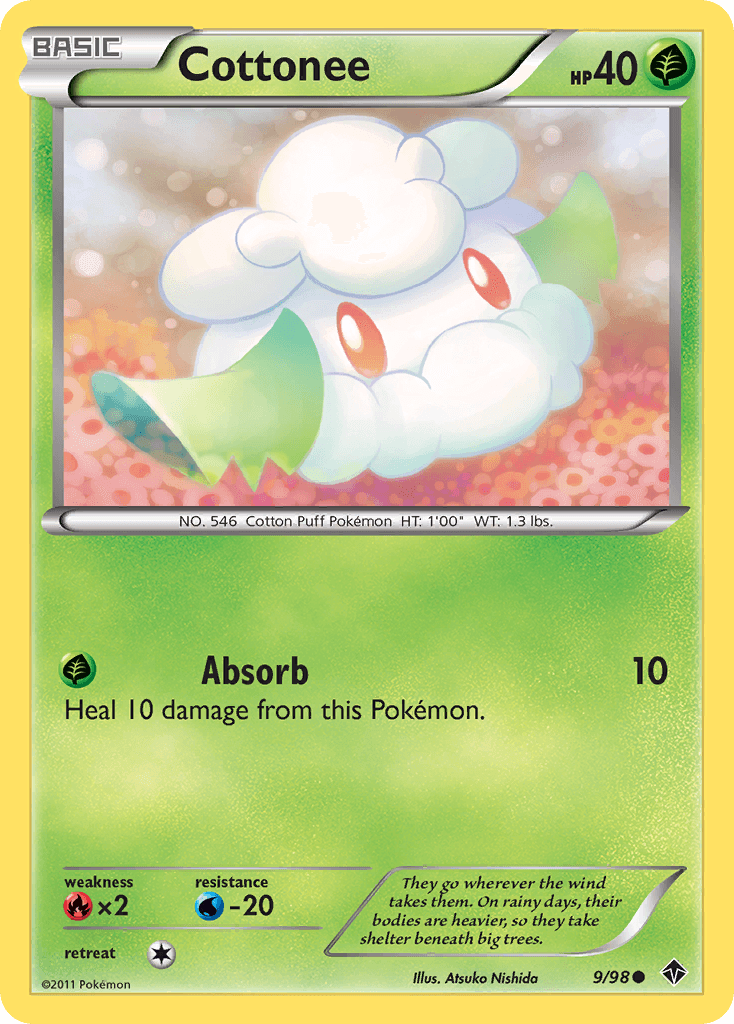 Cottonee (9) — Emerging Powers Pokémon TCG card by Atsuko Nishida