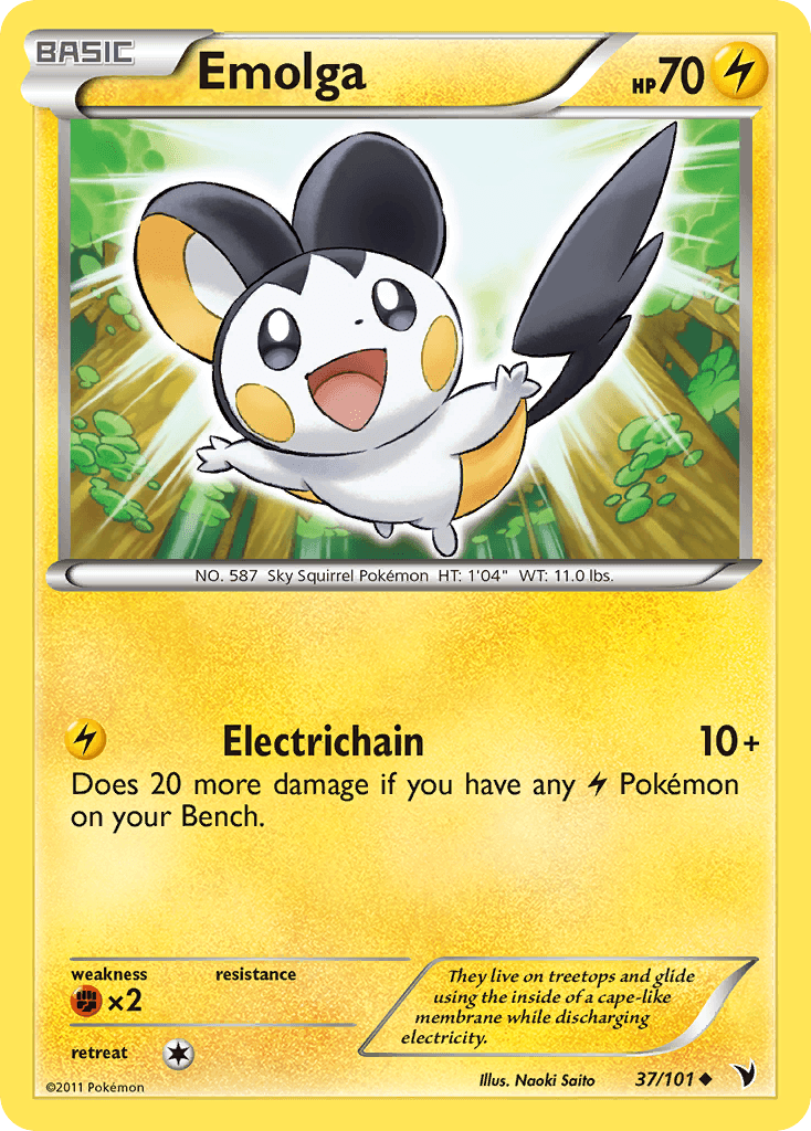 Emolga — Noble Victories Pokémon TCG card by Naoki Saito