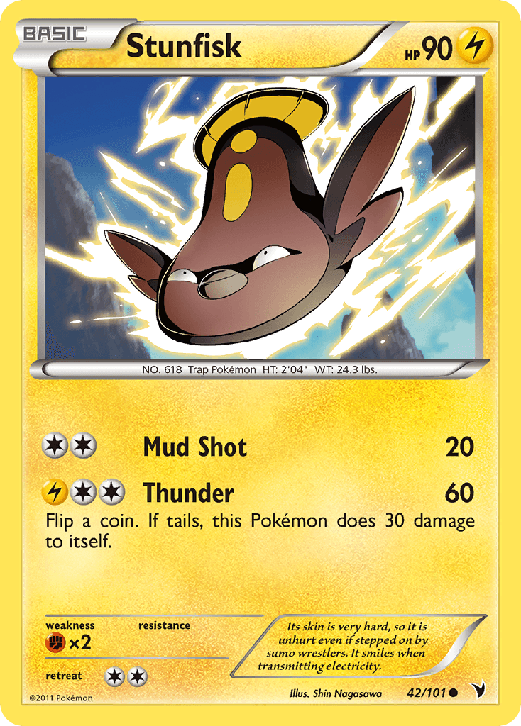 Stunfisk (42) — Noble Victories Pokémon TCG card by Shin Nagasawa