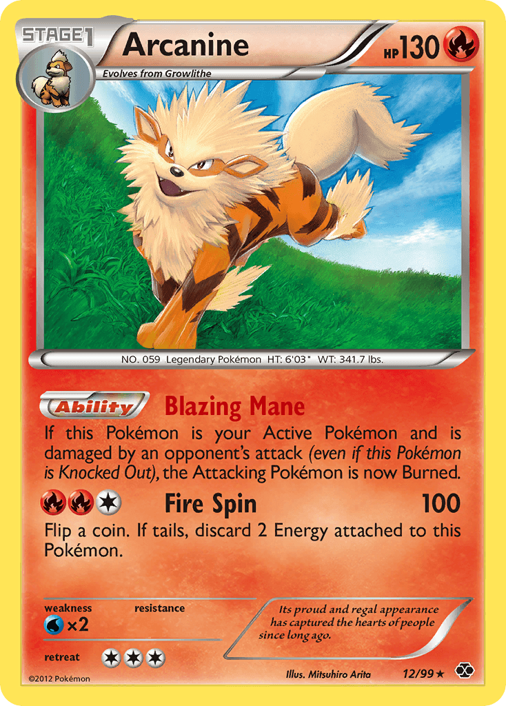 Arcanine (12) — Next Destinies Pokémon TCG card by Mitsuhiro Arita