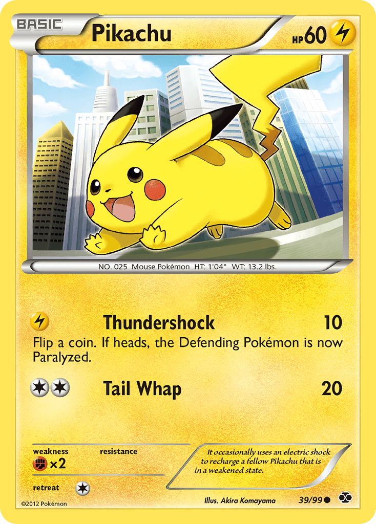 Pikachu — Next Destinies Pokémon TCG card by Akira Komayama