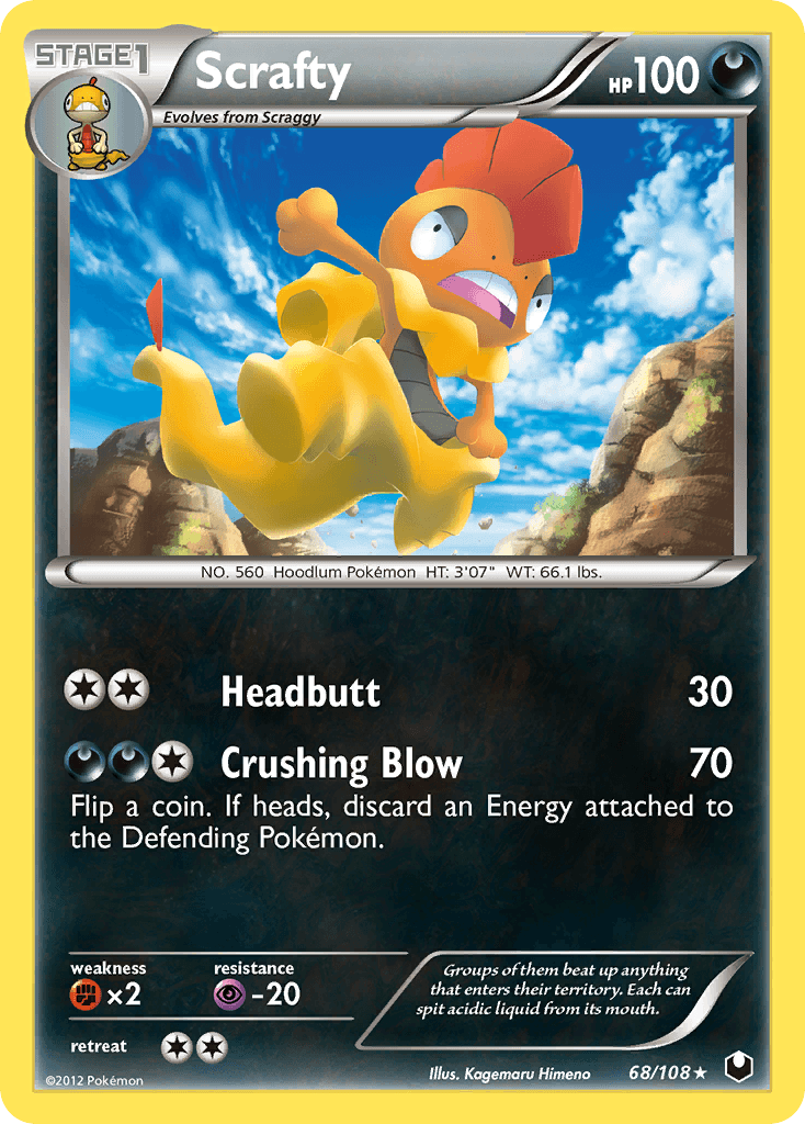 Scrafty — Dark Explorers Pokémon TCG card by Kagemaru Himeno
