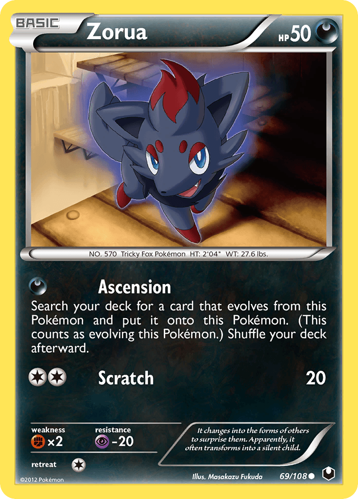 Zorua (69) — Dark Explorers Pokémon TCG card by Masakazu Fukuda