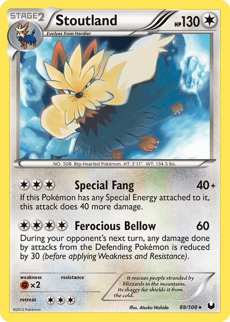 Stoutland — Dark Explorers Pokémon TCG card by Atsuko Nishida