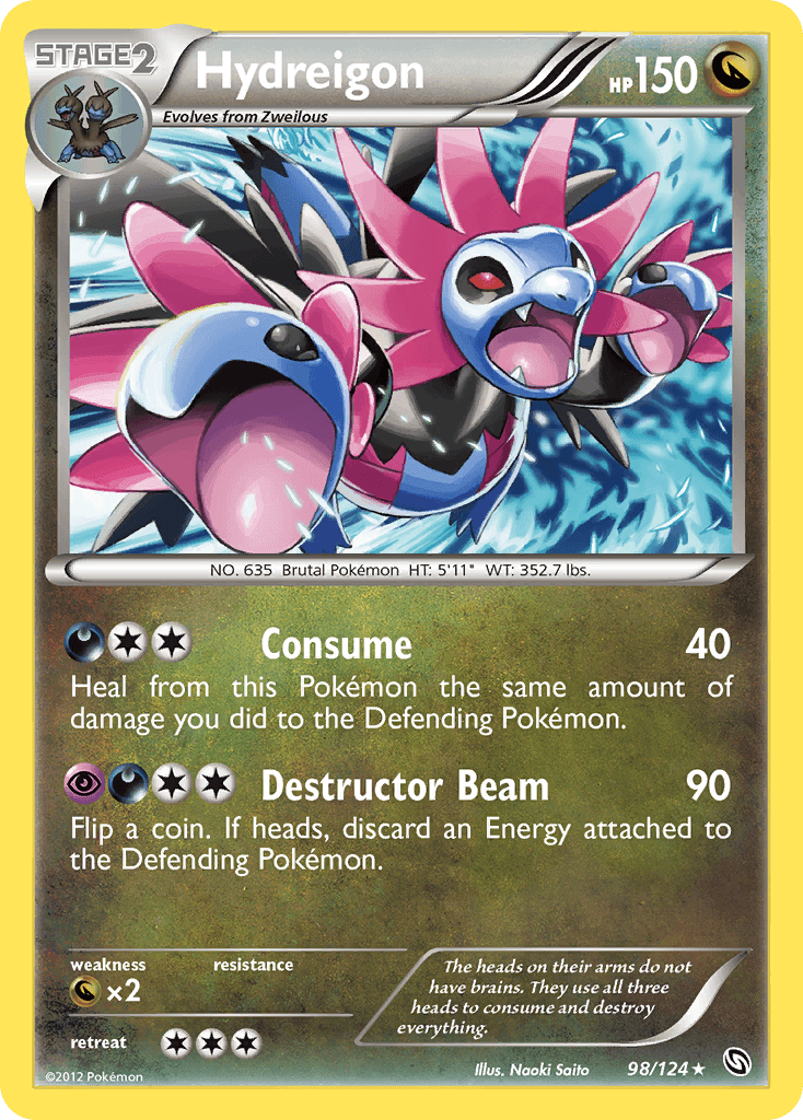 Hydreigon (98) — Dragons Exalted Pokémon TCG card by Naoki Saito