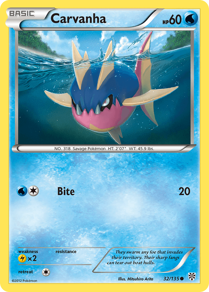 Carvanha — Plasma Storm Pokémon TCG card by Mitsuhiro Arita