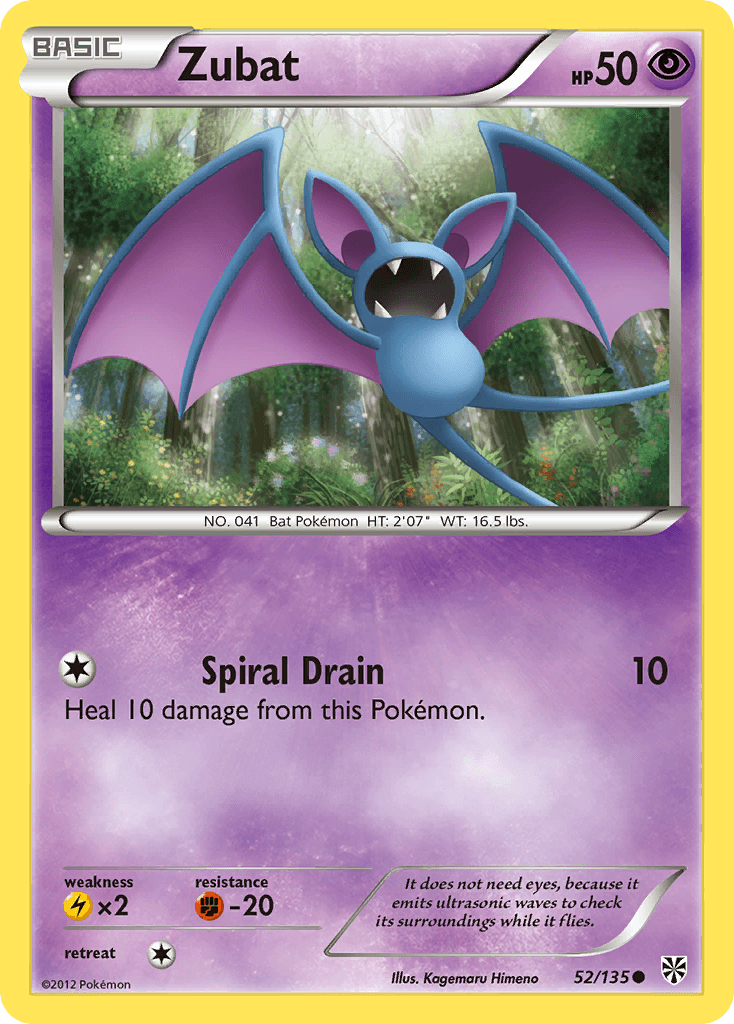 Zubat (52) — Plasma Storm Pokémon TCG card by Kagemaru Himeno