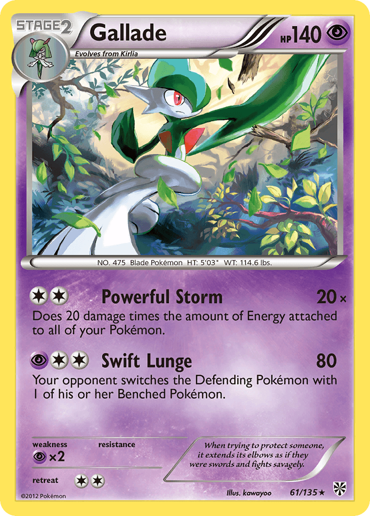 Gallade — Plasma Storm Pokémon TCG card by kawayoo