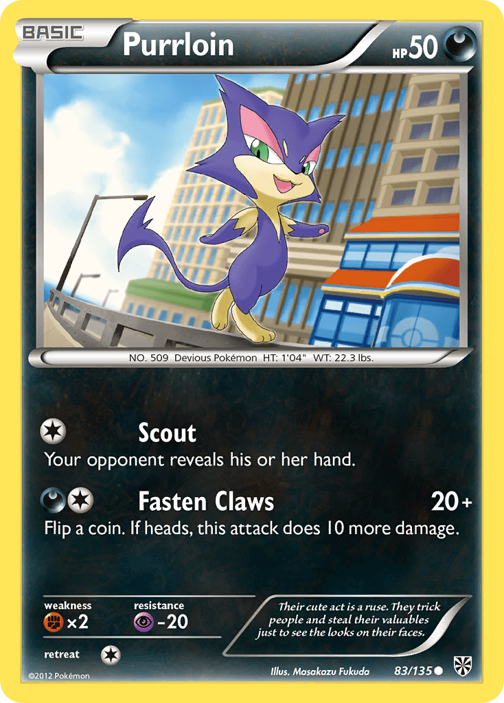 Purrloin (83) — Plasma Storm Pokémon TCG card by Masakazu Fukuda