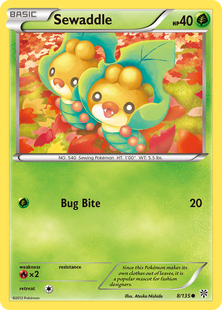 Sewaddle — Plasma Storm Pokémon TCG card by Atsuko Nishida