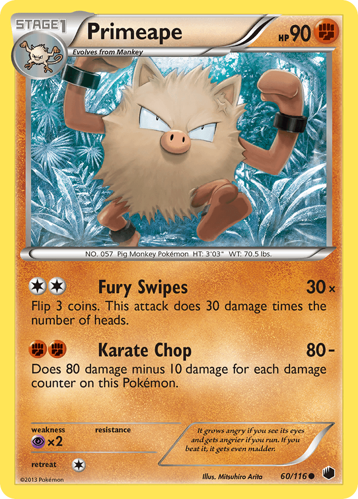 Primeape — Plasma Freeze Pokémon TCG card by Mitsuhiro Arita