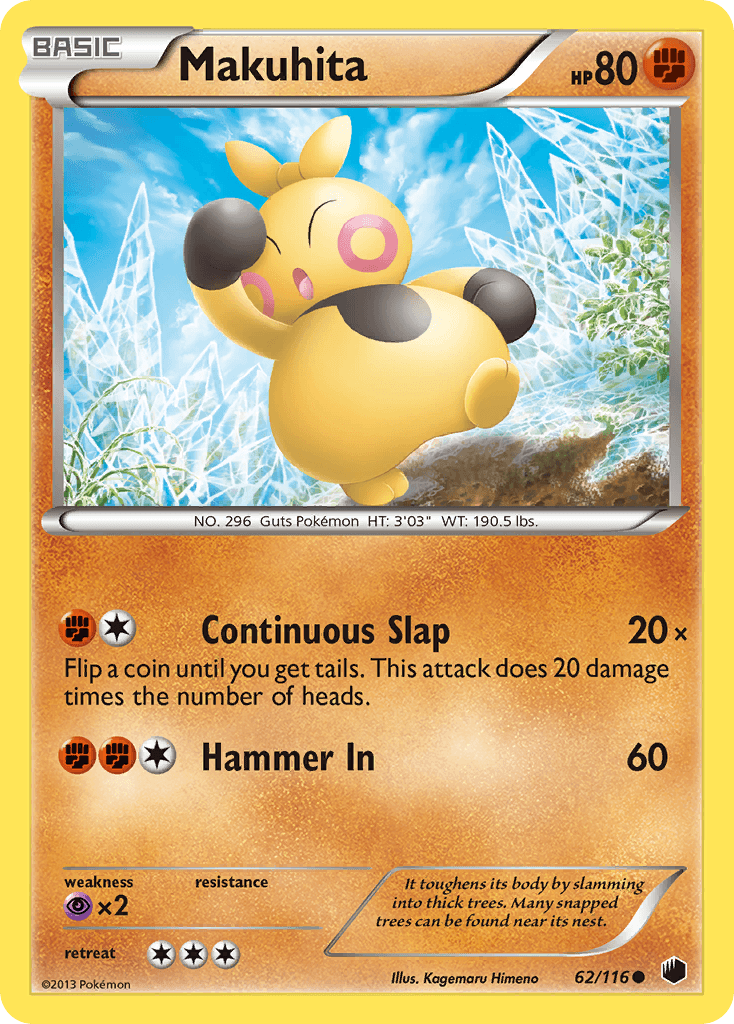 Makuhita — Plasma Freeze Pokémon TCG card by Kagemaru Himeno