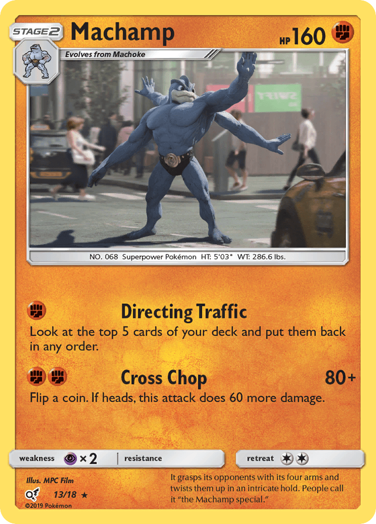 Machamp — Detective Pikachu Pokémon TCG card by MPC Film