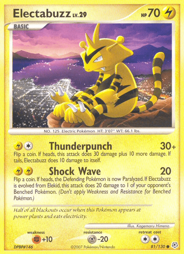 Electabuzz — Diamond and Pearl Pokémon TCG card by Kagemaru Himeno