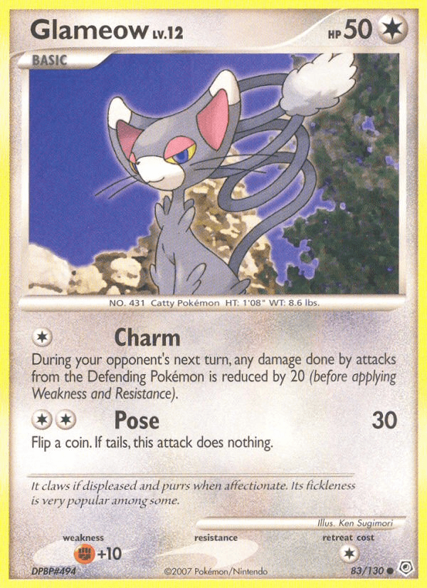 Glameow — Diamond and Pearl Pokémon TCG card by Ken Sugimori