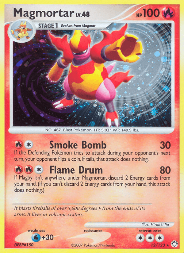 Magmortar — Mysterious Treasures Pokémon TCG card by Hiroaki Ito