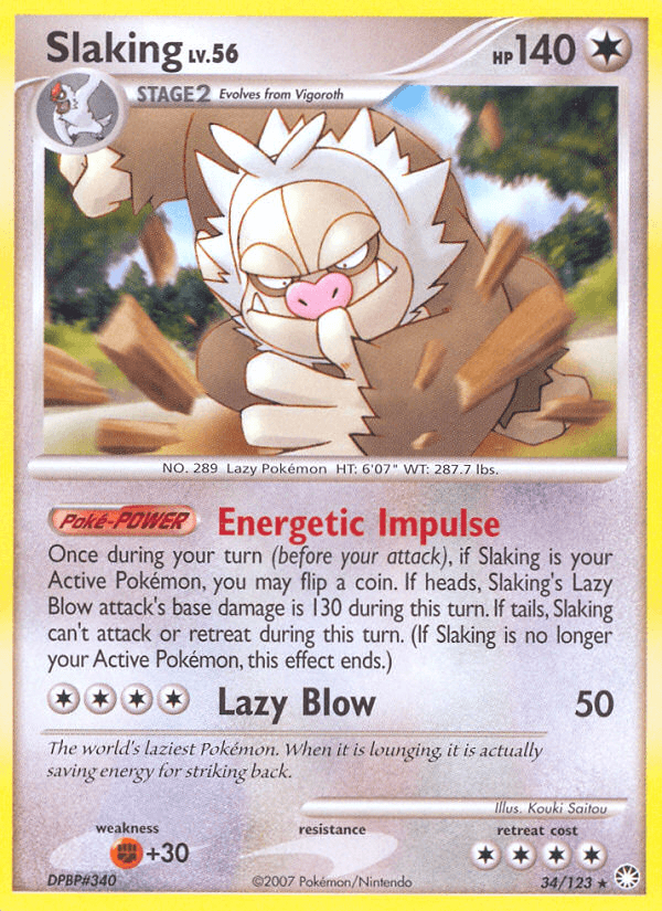 Slaking — Mysterious Treasures Pokémon TCG card by Kouki Saitou