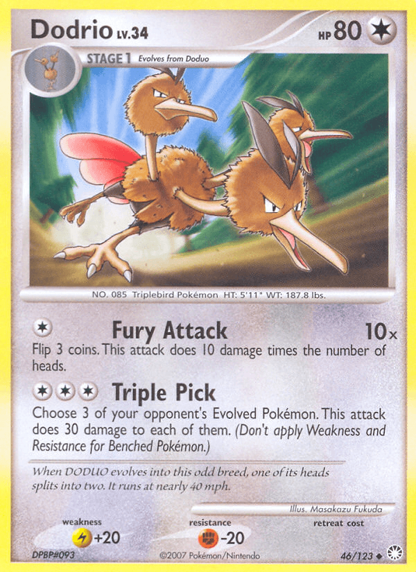Dodrio — Mysterious Treasures Pokémon TCG card by Masakazu Fukuda