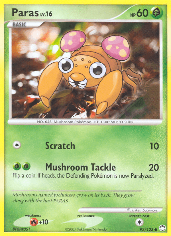 Paras — Mysterious Treasures Pokémon TCG card by Ken Sugimori