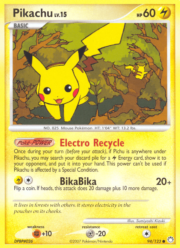 Pikachu — Mysterious Treasures Pokémon TCG card by Sumiyoshi Kizuki