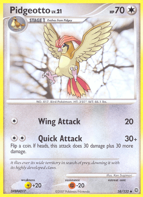 Pidgeotto — Secret Wonders Pokémon TCG card by Ken Sugimori