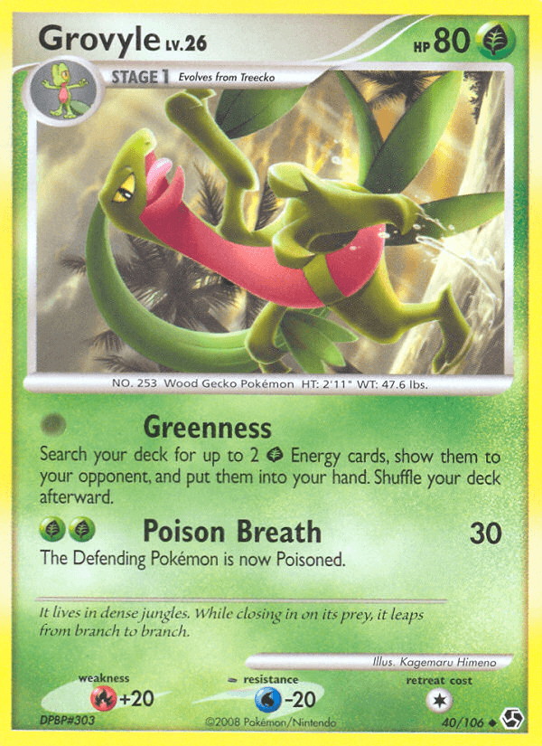 Grovyle — Great Encounters Pokémon TCG card by Kagemaru Himeno