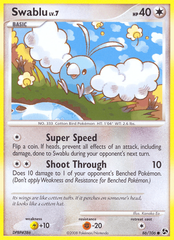 Swablu — Great Encounters Pokémon TCG card by Kanako Eo