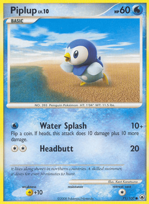 Piplup (71) — Majestic Dawn Pokémon TCG card by Kent Kanetsuna