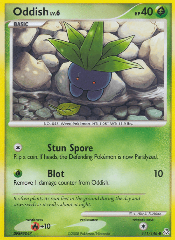 Oddish (111) — Legends Awakened Pokémon TCG card by Hiroki Fuchino