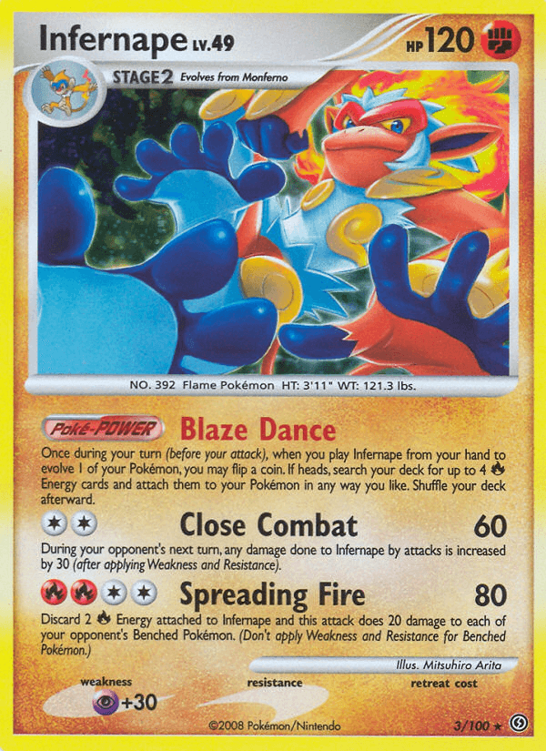 Infernape — Stormfront Pokémon TCG card by Mitsuhiro Arita
