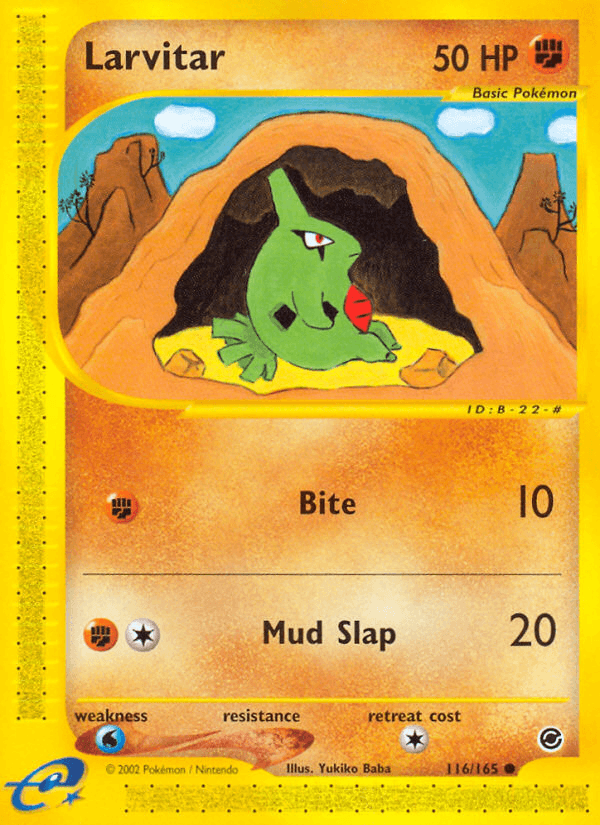 Larvitar — Expedition Pokémon TCG card by Yukiko Baba