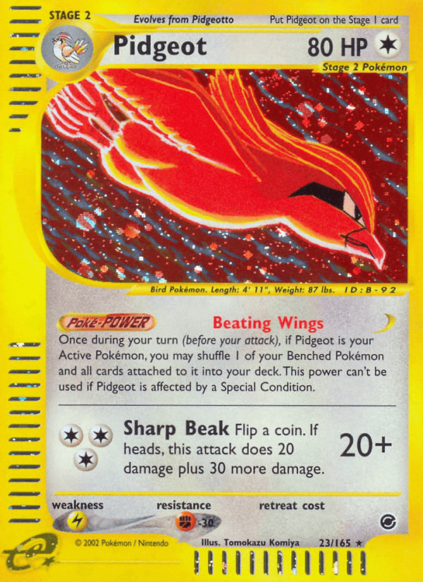 Pidgeot (23) — Expedition Pokémon TCG card by Tomokazu Komiya