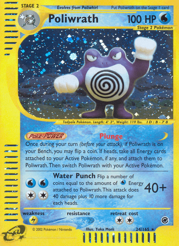 Poliwrath (24) — Expedition Pokémon TCG card by Tadao Mori