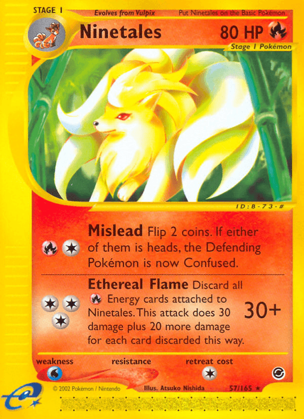 Ninetales (57) — Expedition Pokémon TCG card by Kyoko Umemoto