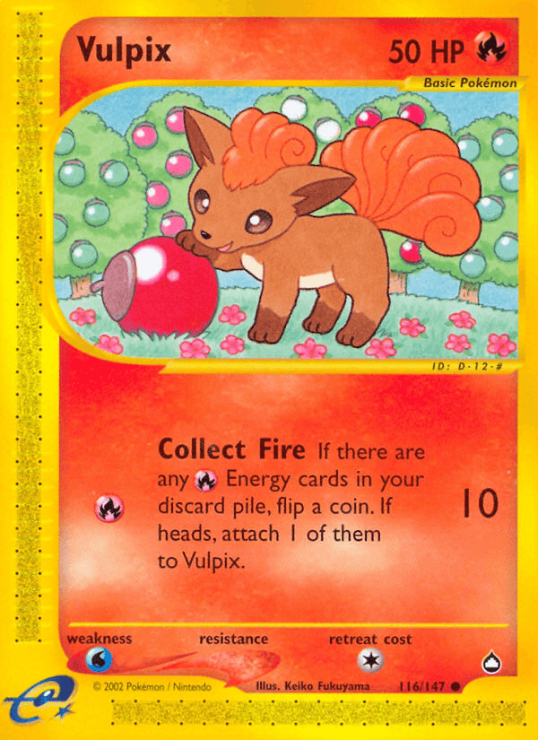 Vulpix — Aquapolis Pokémon TCG card by Keiko Fukuyama