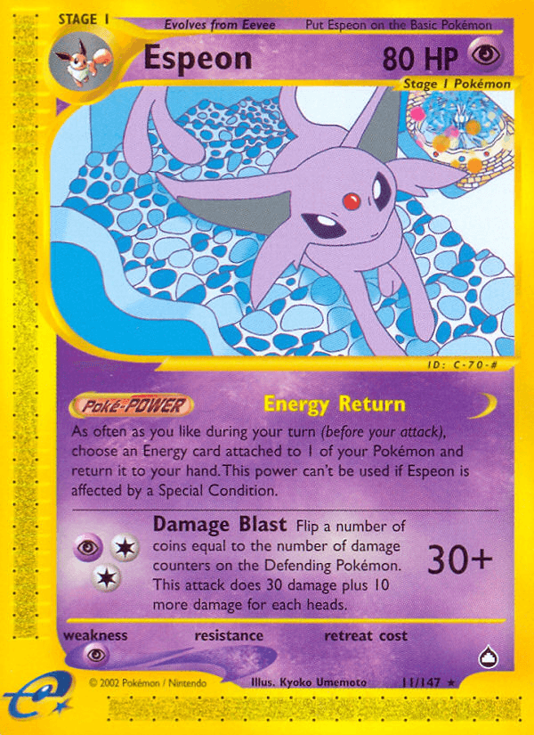 Espeon — Aquapolis Pokémon TCG card by Kyoko Umemoto