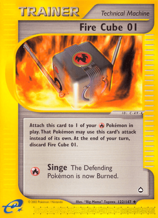 Fire Cube 01 — Aquapolis Pokémon TCG card by "Big Mama" Tagawa