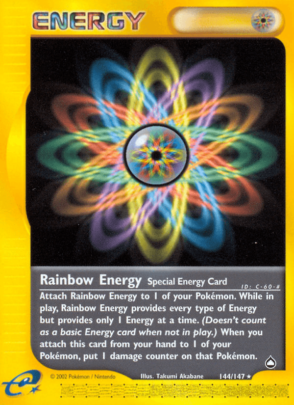 Rainbow Energy — Aquapolis Pokémon TCG card by Takumi Akabane